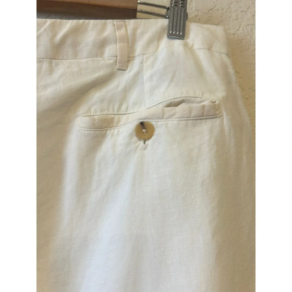 Ralph Lauren Purple Label Mens Pants 36x34 White 100% Linen Italy Luxury Preppy